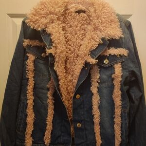 Juicy Couture Demin and Pink Faux Fur Jacket